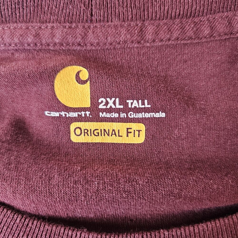 Carhartt K126 Basic Long Sleeve Pocket T Shirt Mens 2XLT Burgundy Gorpcore S580 - Picture 6 of 8